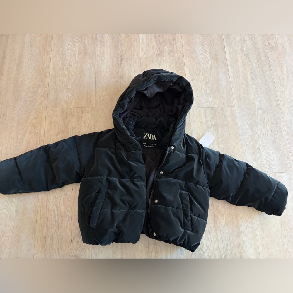 Zara Kids Black Puffer Jacket Waterproof 6